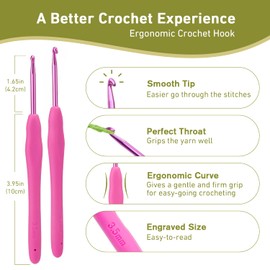 3.5mm Crochet Hook, Supers Smooth 3.5 mm Ergonomic Crochet Hooks for Beginner, Comfort for Arthritic, 1 Pack