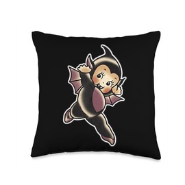 Kewpie Baby Doll Vampire Bat Traditional Tattoo Flash Throw Pillow