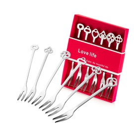 6 Pack Fruit Stainless Steel Pickle Forks, 4.84 Inch Small Cocktail Forks for Olive Appetizer Dessert Seafood, Gifts for Women in Her Birthday Anniversary Valentines Mother’s Day