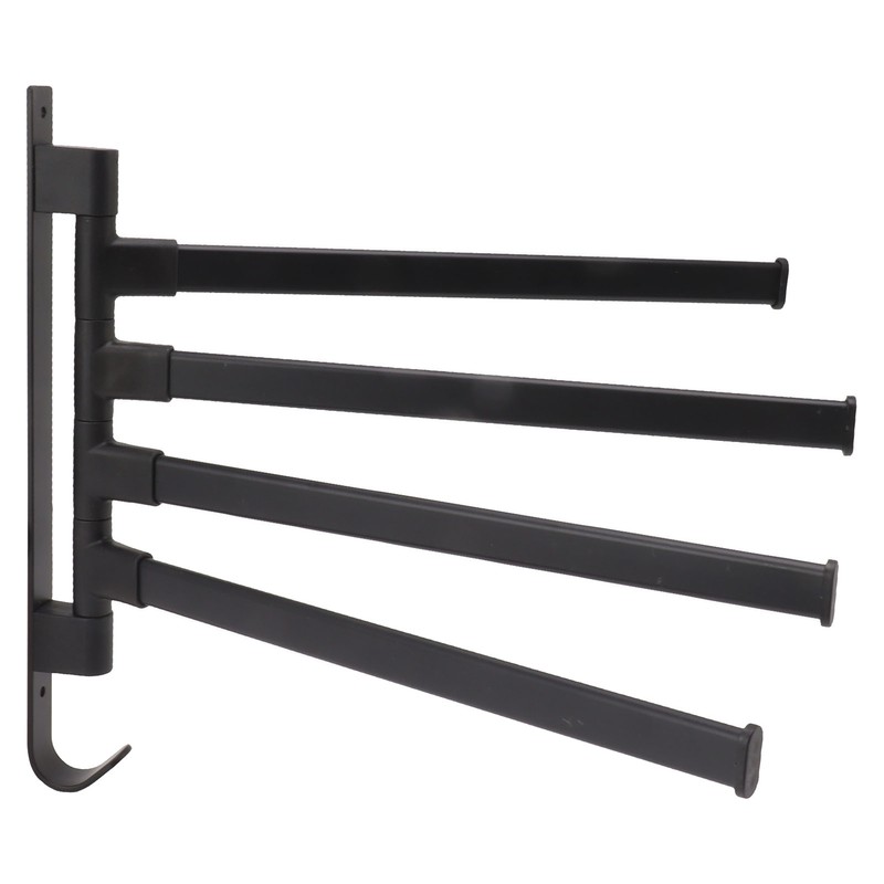 Black Swivel Towel Bar Punch Free Bathroom Towel Rack Wall