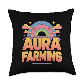 Aura Farming Internet Slang Aesthetic Vibe Core Throw Pillow