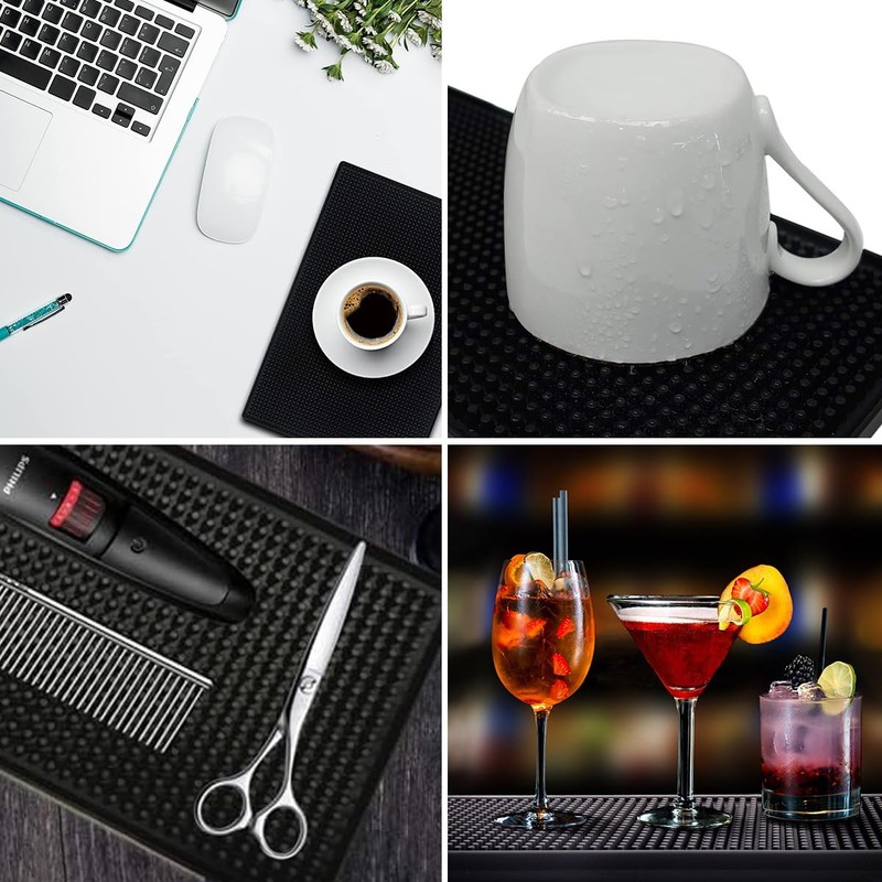 Proxima Direct Bar Mat, 12" x 6" PVC Black Drink