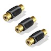 EZYUMM 3-Pack Gold Plated RCA Female to Female Coupler, Audio