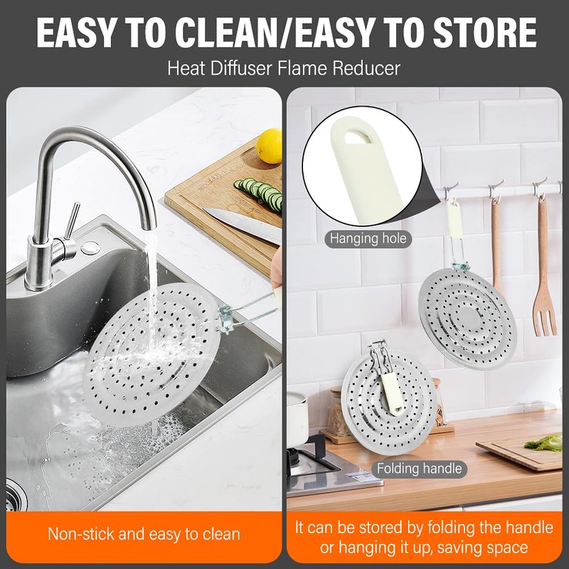 Gas hob Heat Diffuser, Stainless Steel Flame Diffuser Cook Ring