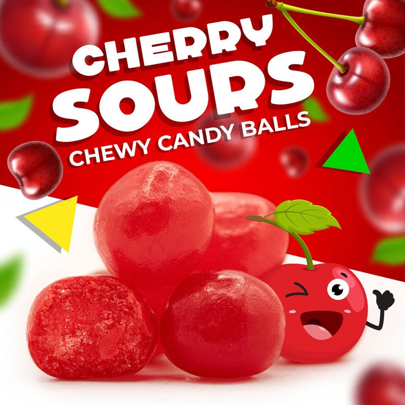 Cherry Sours | 2 Pound Bag | Chewy Balls Candy