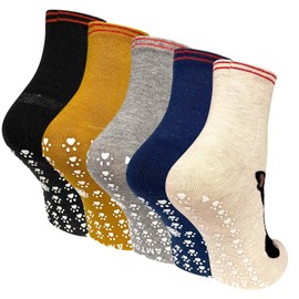 Artfasion Non Slip Socks for Women Grip Socks Novelty Cat Non Skid Socks Ladies Funny Anti Slip Socks 5 Pairs