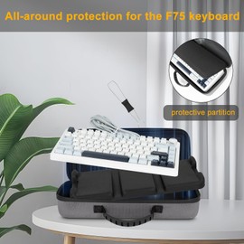 XINGFUDAO Hard Carrying Case for 75% Gaming Keyboards and Accessories, Waterproof Protective Storage Bag Compatible with Aula F75 and Other 75% Gaming Keyboards, Grey