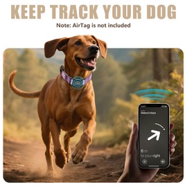 AirTag Dog Collar - Leather Dog Collar with Airtag Holder | IP68 Waterproof AirTag Holder with Metal Buckle, Comfortable GPS Dog Collars Tracker for Medium Large Dogs (Rose Gold, L)