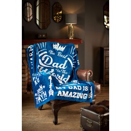 Best Dad Gift Throw Blanket I Gifts for Dads I Christmas, Birthday Gift for The Best Dad Ever I 50" x 60" (Blue)