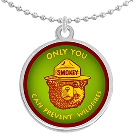 Smokey Bear Only You Can Prevent Wildfires Round Pendant Necklace
