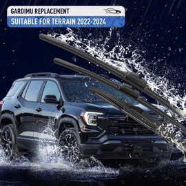 Front and Rear Windshield Wiper Blades for GMC Terrain 2022-2024, Quiet and Streak-Free 24" 18" 12" Wipers Replacement All-Weather OEM Automotive Accessories (Pack of 3)