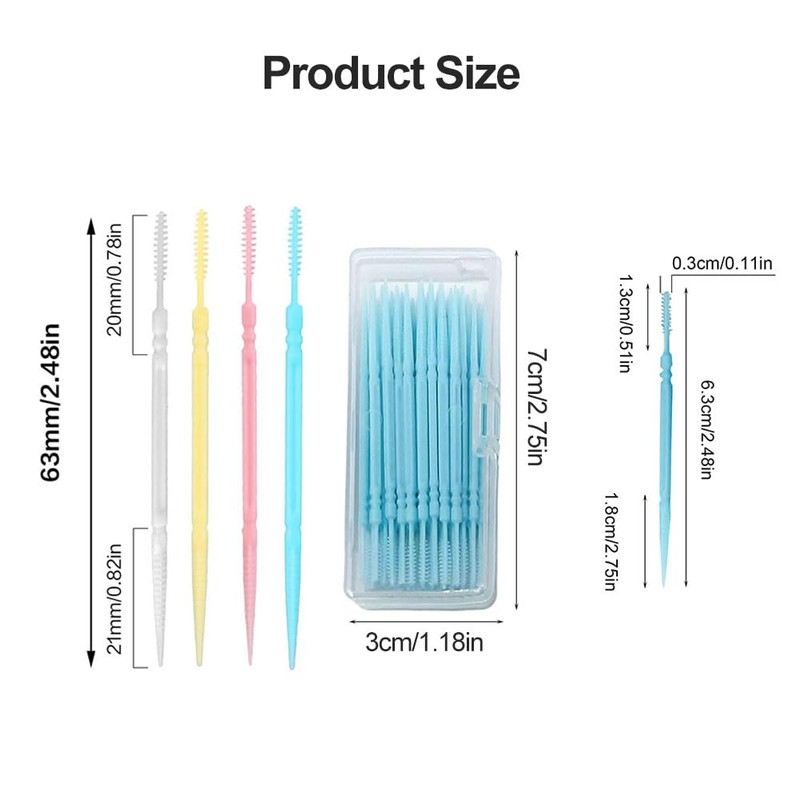 Double-Sided Plastic Toothpicks, Toothpick Brush, Pack of 240 Disposable Interdental