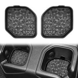 Cup Holder Coaster for 2018-2024 Jeep Wrangler JL JLU 4XE/Gladiator JT Cup Holder Insert Mat Pad Non-Slip Liner Interior Accessories (Rear)