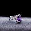 Uloveido Fashion Rhodium Plated Purple Crystal Anniversary Graduation Rings Valentine's