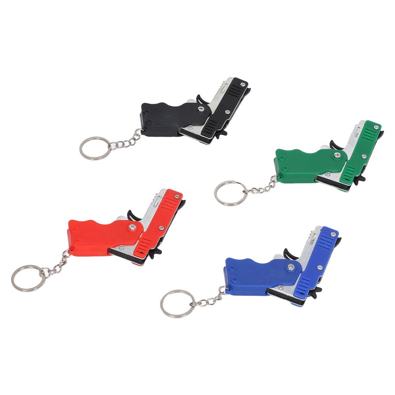 4pcs Rubber Band Launcher Toy Foldable Mini Portable Metal Rubber
