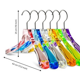 Kostaverite 5 Pack Acrylic Silver Clothes Hangers with Durable 360 Degree Silver Hook | Premium Quality Acrylic Hangers Silver