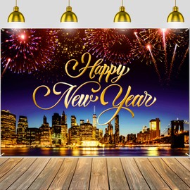 New Years Decorations 2025, Happy New Year Banner Backdrop, New Years Eve Party Supplies, NYE Decorations 2025, Happy New Year Eve Decorations for Door Banner Background Neon Party Supplies Decoration