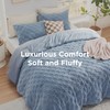 Bedsure Fluffy Queen Comforter Set, Ashley Blue Plush Fleece Bed