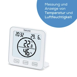 Beurer HM 22 Thermo-Hygrometer Indoor Climate Control Temperature and Relative Humidity Measurement with Timer and Beep White
