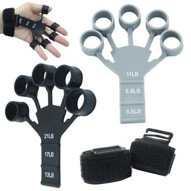 Hitefu 2 Pcs Finger Grip Strength Trainer, Adjustable Hand Strengthener Resistant Level Exerciser, Therapy Hand Tool for Relieve Pain & Arthritis (Black & Gray)