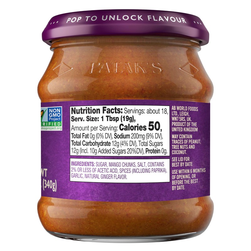 Patak's Sweet Mango Chutney with Mild Mangos & Spices, No