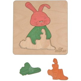 Ekoplay Happy Rabbit Wooden Puzzle for Kids | 4 Piece Jigsaw Puzzle for Pre-School Kids | Learning Educational Toys Gifts for Boys Girls | Age 3+ Years