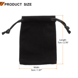 HARFINGTON 20pcs Velvet Gift Bags 2" x 2.8" Drawstring Jewelry Pouches Reusable Gift Packaging Storage Bags with Drawstring for Jewelry Bracelet Headphone Bead Gift Candy, Black