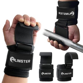 LINSTER Lifting Straps Strength Training (Pair), Lifting Aid Hook with 9 cm Wide Neoprene for Bodybuilding, Deadlift, Powerlifting, Pull-Up, Fitness with Fitness Lifting Aids for Men and Women