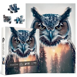 Owl Puzzles for Adults 1000 Pieces, Difficult Bird Challenging Jigsaw Puzzles, Jungle Animal Nature Puzzles as Bird Decor