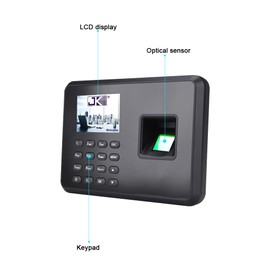 Intelligent Biometric Fingerprint Password Attendance Machine Employee Checking-in Recorder 2.4 inch LCD Screen DC 5V Time Attendance Machine Black UK Plug