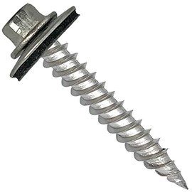 Stainless Steel Metal Roofing Screw: NO Paint (250) 12 x 1-1/2" Hex Sheet Metal Roof Screw. Sharp Point Metal to Wood siding Screws. 5/8" EPDM Washer.
