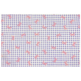 miwaki chPU-ribPK Placemat, Fabric Placemat, For Children, Girls, Elementary School, Simple with Name Tag, Made in Japan, Motif, Purple, Gingham Checker, Pink, Ribbon, 1 Piece, L