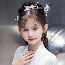 KANXINR Butterfly Flower Hair Stick Hair Comb Chinese Hairpin Vintage Tassel Hairpin Headdress Exquisite Tassel Flower Alloy Women's Hair Accessories Set of Hair Clips