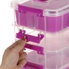 JUXYES 2Pack 3-Tiers Stack Carry Storage Box With Divided Tray,