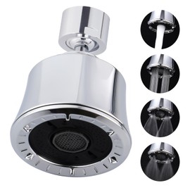 iFealClear Kitchen Sink Faucet Head, 360° Faucet Sprayer Attachment, 55/64-27UNS Large Angle Faucet Aerator Adapter with 2 Metal Swivel Joints, 4 Spray Modes, Extra 15/16" Male Thread Adapters, Chrome