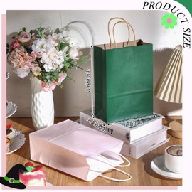 Skyygemm 32 Pcs Paper Gift Bags Bulk with Handle, 6.3 x 3.2 x 8.6 Inch Assorted Colors Kraft Goodie Gift Wrap Bags for Birthday Party Favor Decor(Green and Pink)