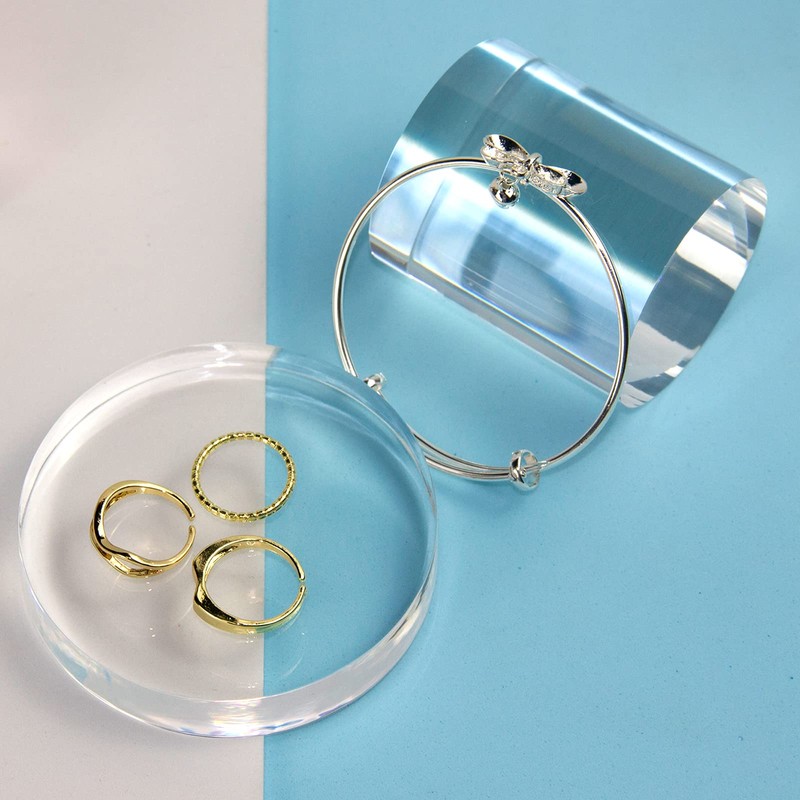 KCGANI Clear Polished Acrylic Cube Cylinder Round Photo Props, Transparent