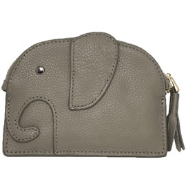 DIVA Rose Women's Coin Purse, Mini Wallet, Elephant, Cowhide Leather, Compact, Handheld, Key Ring, Thin, Taupe (No Card Case)
