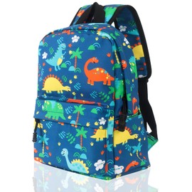 Jarler Kids Backpack Boys Dinosaur Large Backpack Back to school Toddler Boy Backpack Children's School Bag Rucksack Preschool Kindergarten Toddler Canvas Backpack (L, Blue Dinosaurs)