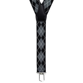 TigerTie Unisex Y-shaped braces with 3 extra strong clips, colour in chequered, high-quality workmanship, width 35 mm, Black grey silver