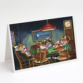 Caroline's Treasures Corgi Playing Poker Greeting Cards and Envelopes Pack of 8
