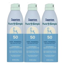 Coppertone 3x COPPERTONE PURE AND SIMPLE Mineral SUNSCREEN SPRAY SPF 50 5oz SUN PROTECTION