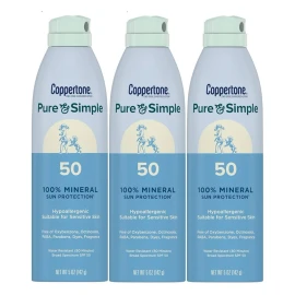 Coppertone 3x COPPERTONE PURE AND SIMPLE Mineral SUNSCREEN SPRAY SPF 50 5oz SUN PROTECTION