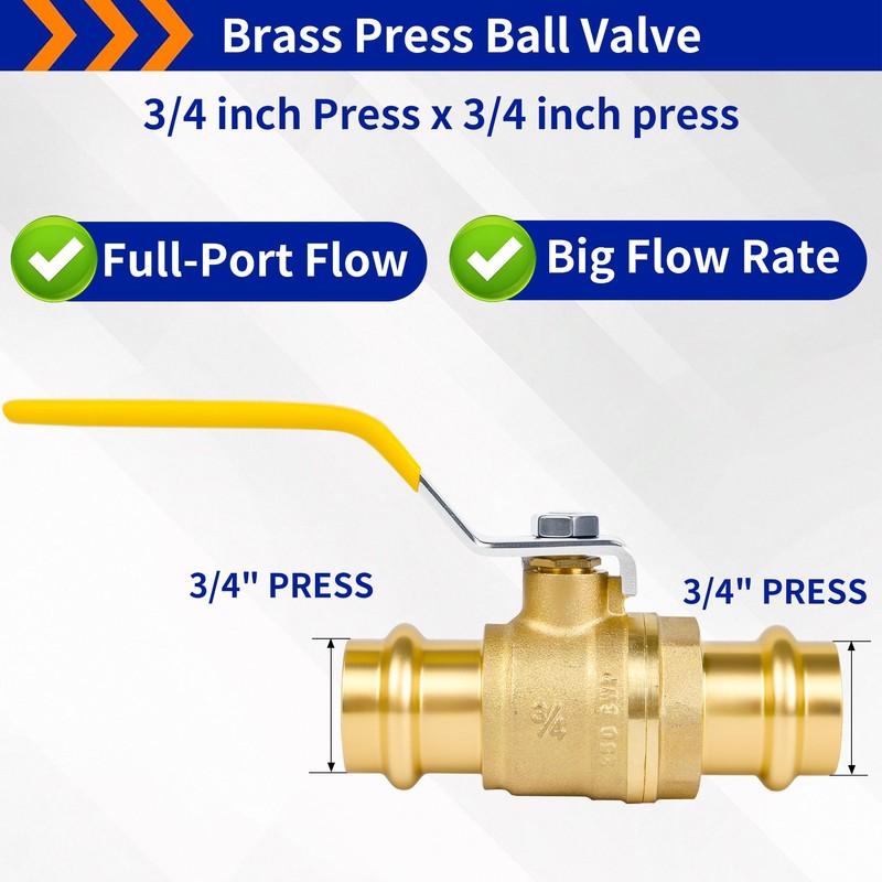(Znkiok 2 Pack)3/4" Press Ball Valve Heavy Duty,3/4 Inch Brass