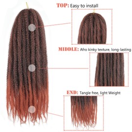 Vustbeauty Marley Twist Braiding Hair 18 Inch Marley Twist Hair Cuban Twist Hair 4 Packs Afro Kinky Curly Twist Crochet Hair Synthetic Marley Hair Extensions (18 Inch 4packs, T350)