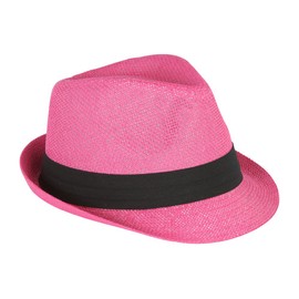 The Hatter Co. Tweed Classic Cuban Style Fedora Fashion Cap Hat, Hot Pink