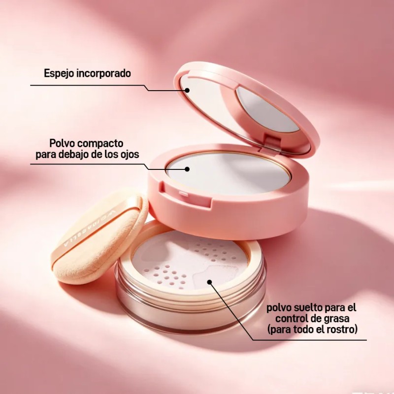 Dúo Matte Polvo Compacto Y Suelto 2 En 1 Fijador