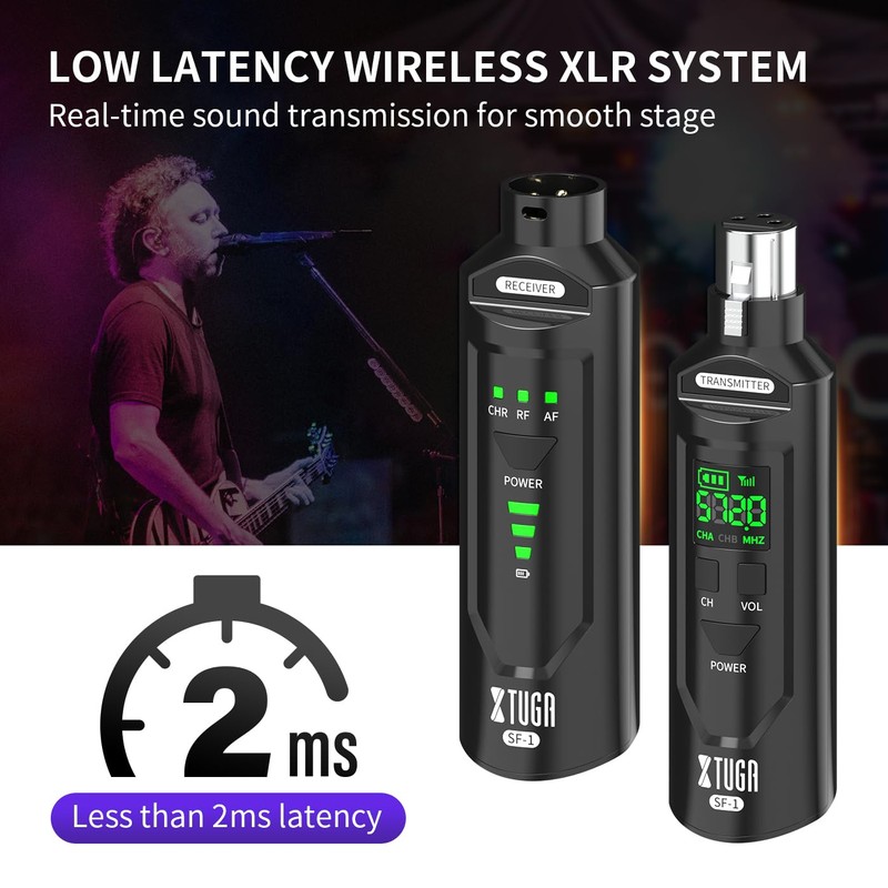 XTUGA UHF Wireless XLR Transmitter and Receiver, Microphone Transmitter Receiver