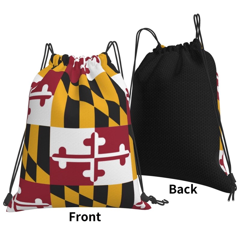 Richugui Drawstring Backpack Maryland State Flag Backpacks Swim Bag For