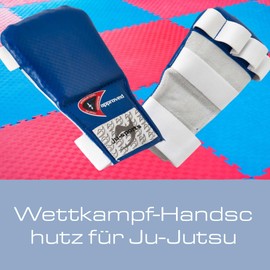 Ju-Sports Ju Jutsu Pro Quick Hand Guard - Blue, PU & Leather I High Quality Competition Hand Guard for Martial Arts with Elastic Loop I For Women, Men, Teenagers & Children I Size S
